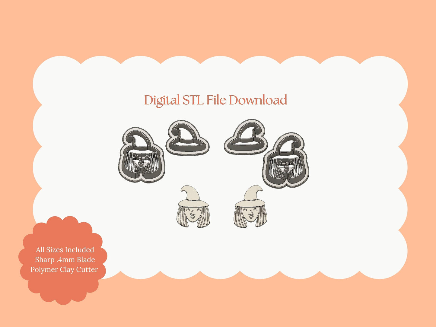 Witch No. 1 Clay Cutter | Witch No. 1 STL File for Polymer Clay Earrings and Spooky Jewelry
