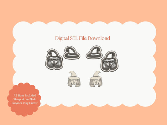 Witch No. 1 Clay Cutter | Witch No. 1 STL File for Polymer Clay Earrings and Spooky Jewelry