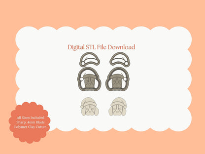 Santa Dog Clay Cutter | Santa Dog STL File for Christmas Earrings – Cute Holiday Digital Download for Festive Jewelry