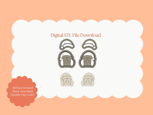 Santa Dog Clay Cutter | Santa Dog STL File for Christmas Earrings – Cute Holiday Digital Download for Festive Jewelry