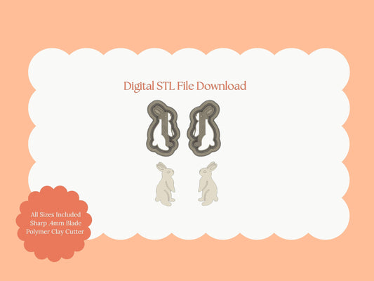 Standing Bunny No. 3 Clay Cutter | Standing Bunny STL File for Polymer Clay Earrings and Easter Jewelry