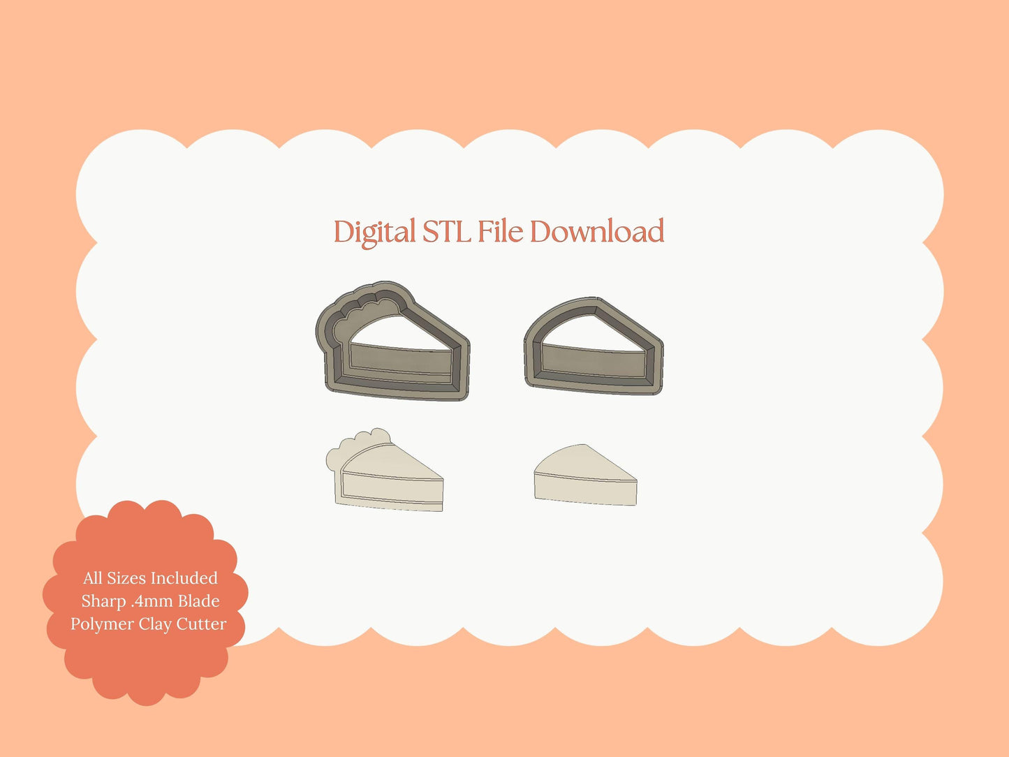 Pumpkin Pie Slice Clay Cutter | Pumpkin Pie STL File for Thanksgiving Earrings – Fall Dessert Digital Download
