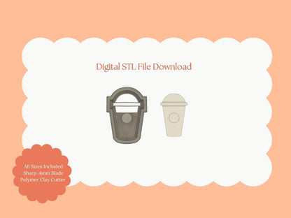 Iced Coffee Clay Cutter | Iced Coffee STL File – Digital Café Cutter for Coffee Earrings and Barista-Themed Clay Crafts