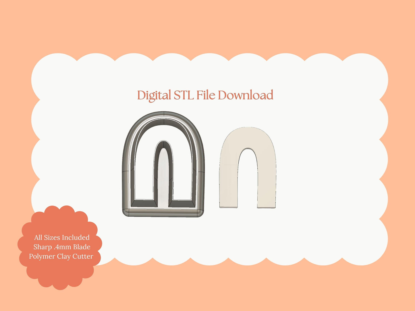 Skinny U Shape Clay Cutter | Minimalist U Shape STL File Download for Polymer Clay Earrings and Jewelry