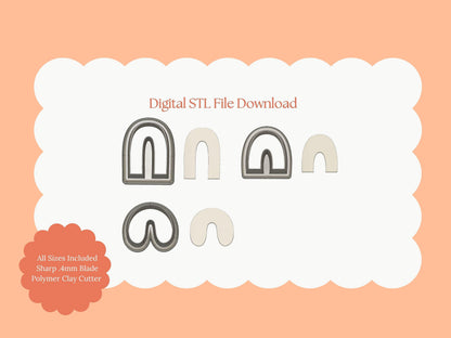 U Shape Trio Clay Cutter | Digital STL File Modern Polymer Clay Cutter Set for Geometric Earrings and Jewelry Making