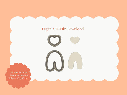 Rounded U Shape Heart Dangle | Heart Dangle STL File – Digital Romantic Cutter for Valentine Earrings and Love Jewelry