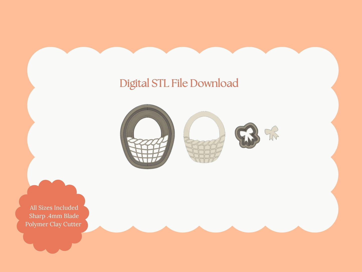 Easter Egg Basket No. 2 | Easter Basket STL File | Clay Earring Cutter for Spring Jewelry Crafts