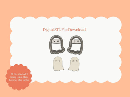 Ghost No. 1 Clay Cutter | Ghost STL File for Polymer Clay Halloween Earrings and Spooky Jewelry