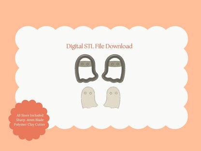 Ghost No. 1 Clay Cutter | Ghost STL File for Polymer Clay Halloween Earrings and Spooky Jewelry