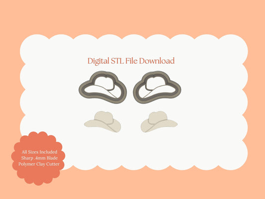 Cowboy Hat Clay Cutter | Cowboy Hat STL File for Polymer Clay Earrings and Western Jewelry