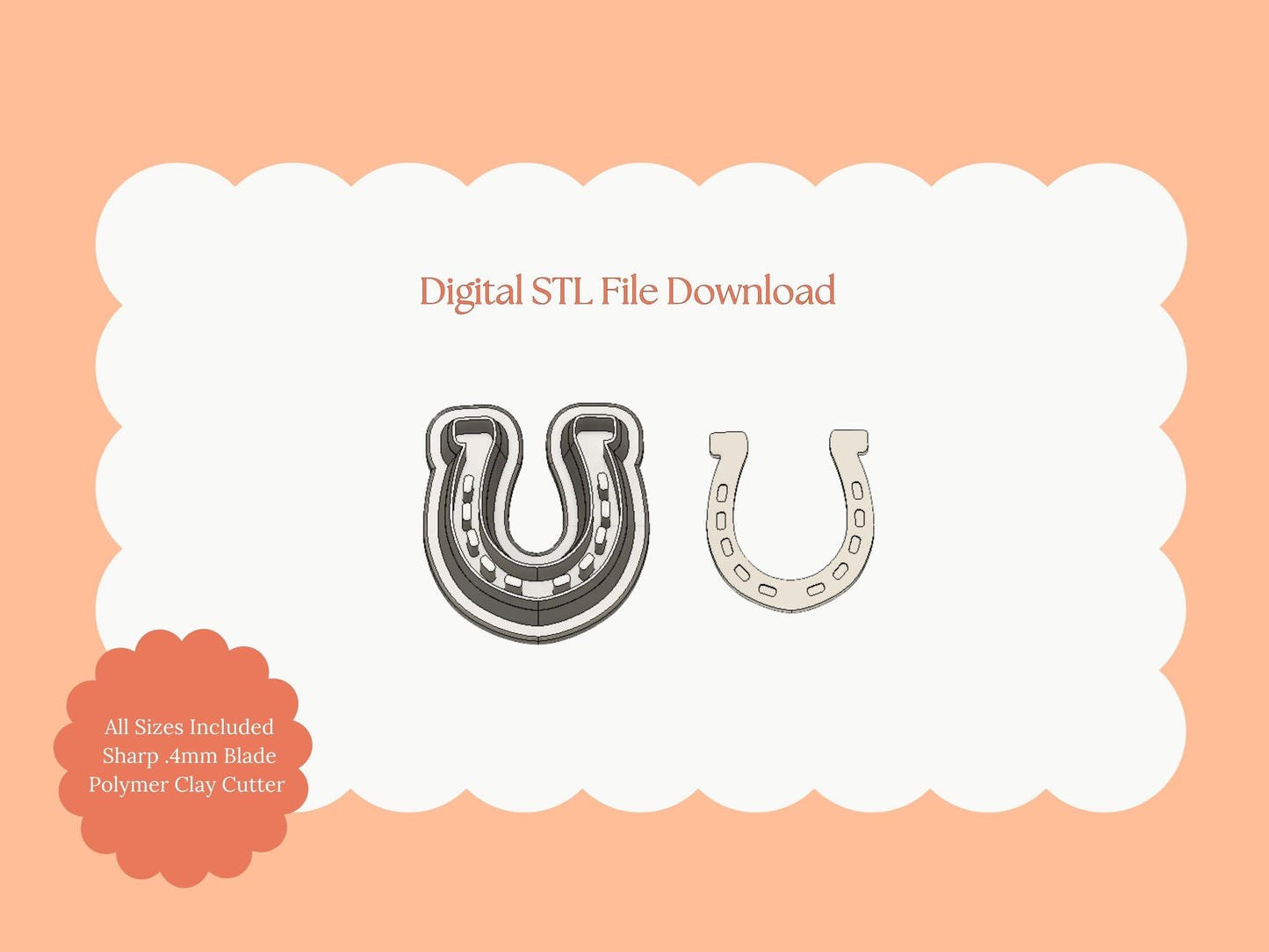 Horseshoe Clay Cutter | Horseshoe STL File for Polymer Clay Earrings and Western-Themed Jewelry