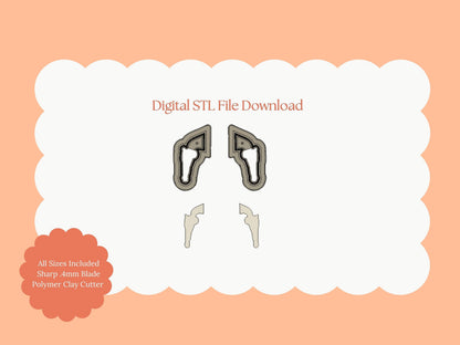 Six Shooter Clay Cutter | Western-Themed STL File for Polymer Clay Cowboy Earrings and Crafts