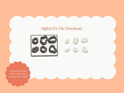 Cow Prints Clay Cutter | Cow Print STL File for Polymer Clay Earrings and Farm-Themed Jewelry