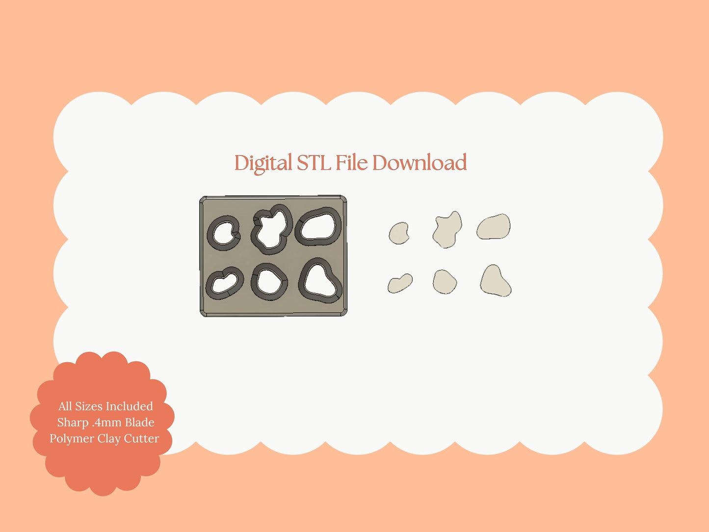 Cow Prints Clay Cutter | Cow Print STL File for Polymer Clay Earrings and Farm-Themed Jewelry