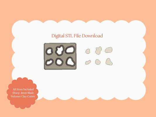 Cow Prints Clay Cutter | Cow Print STL File for Polymer Clay Earrings and Farm-Themed Jewelry