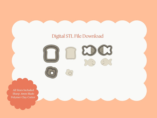 Toast and Crackers Clay Cutter Set | STL File Download Polymer Clay Cutter Set for DIY Food Earrings Cute Jewelry and Snack Accessories