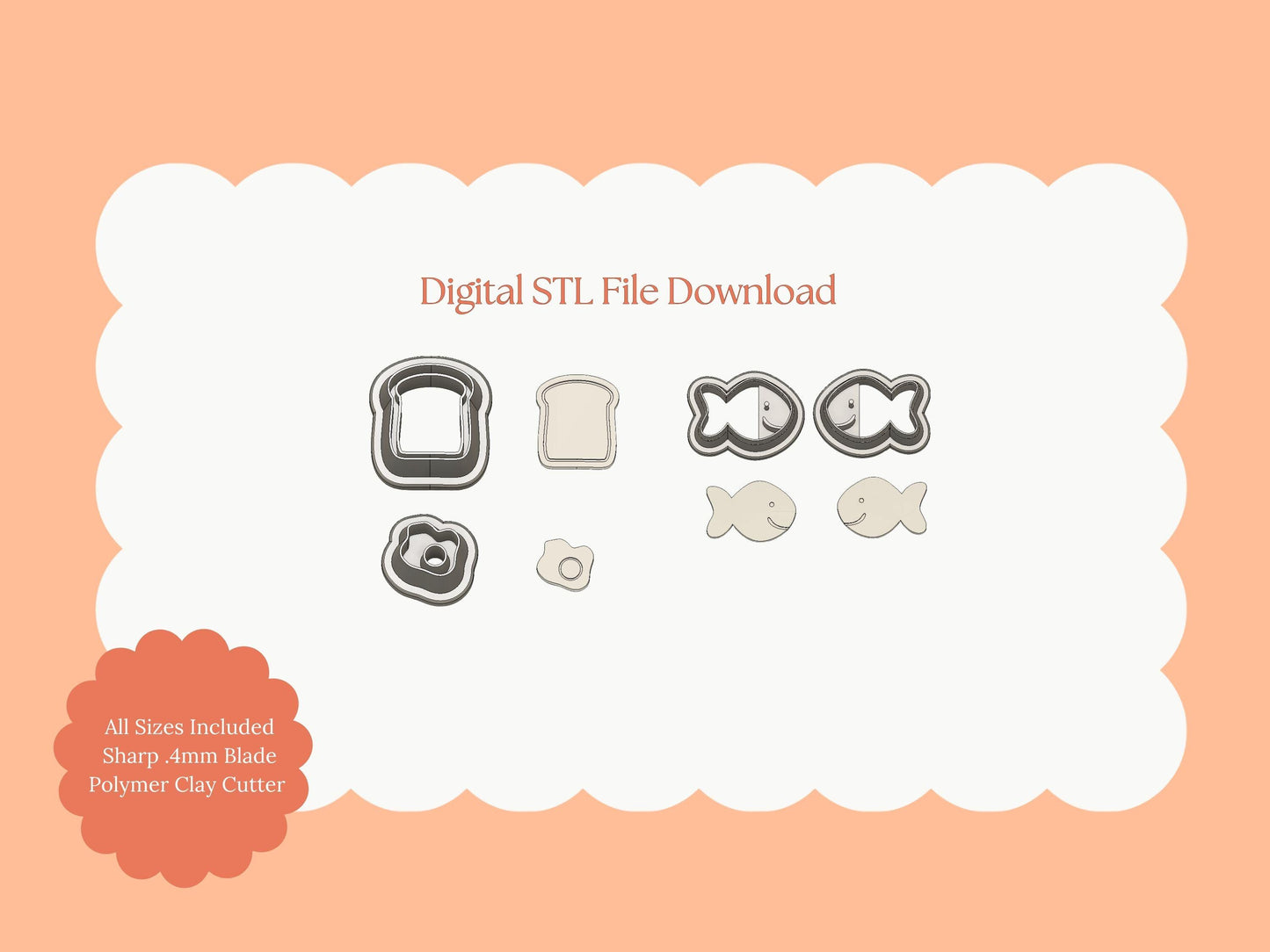 Toast and Crackers Clay Cutter Set | STL File Download Polymer Clay Cutter Set for DIY Food Earrings Cute Jewelry and Snack Accessories