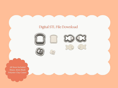 Toast and Crackers Clay Cutter Set | STL File Download Polymer Clay Cutter Set for DIY Food Earrings Cute Jewelry and Snack Accessories