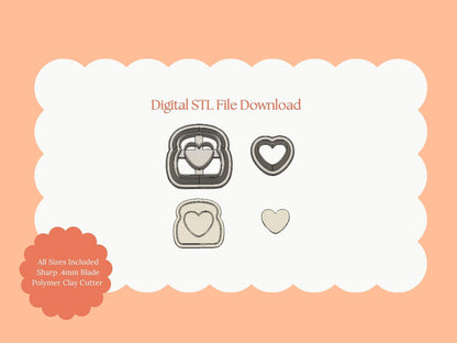 Heart Eggs and Toast Cutter | Eggs and Toast STL File – Digital Food-Themed Cutter for Valentine Earrings and Fun Crafts