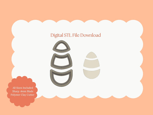 Three Part Egg Clay Cutter | Digital STL File Polymer Clay Cutter for DIY Easter Earrings Spring Jewelry and Seasonal Accessories