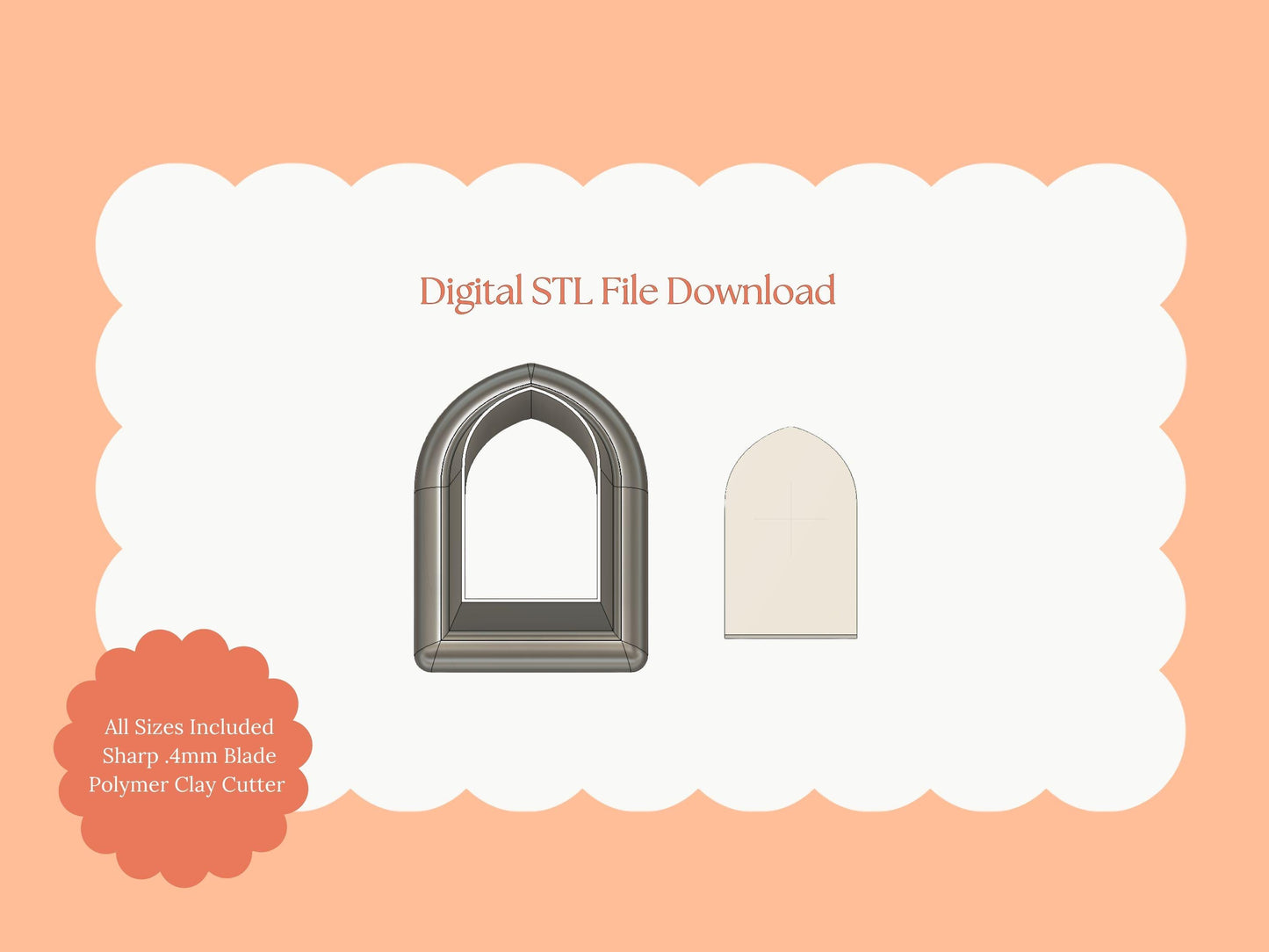 Pointed Arch Clay Cutter | Gothic Pointed Arch STL File for Polymer Clay Earrings and Accessories