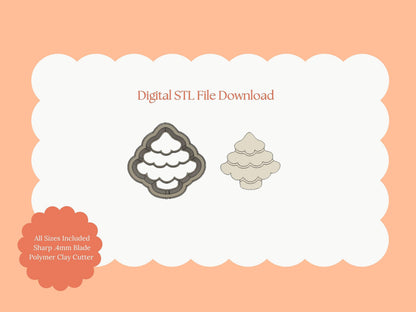 Wavy Rounded Tree Clay Cutter | Christmas Tree Ornament Digital STL File for Earrings and Holiday Crafts