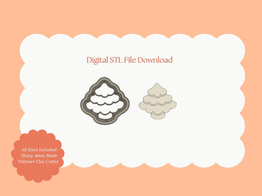 Wavy Rounded Tree Clay Cutter | Christmas Tree Ornament Digital STL File for Earrings and Holiday Crafts