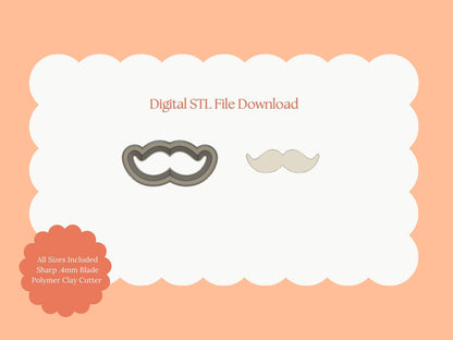 Mustache Clay Cutter | Mustache STL File for Movember Earrings – Funny Digital Download for Costume Crafts