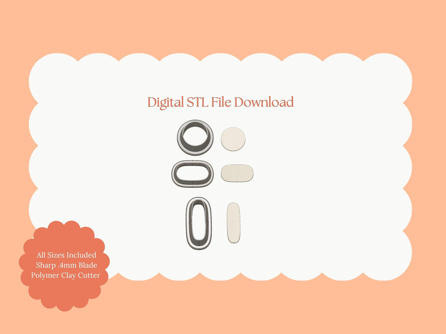 Vintage Shape No. 2 Clay Cutter | Vintage Shape No. 2 STL File for Polymer Clay Earrings and Retro Jewelry