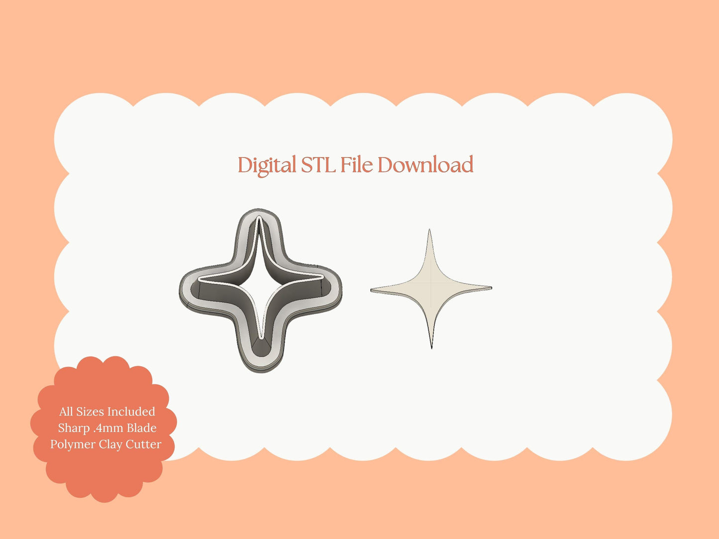 Star Shape No. 5 Clay Cutter | STL File Download Star Shape Polymer Clay Cutter for DIY Celestial Earrings and Space Accessories