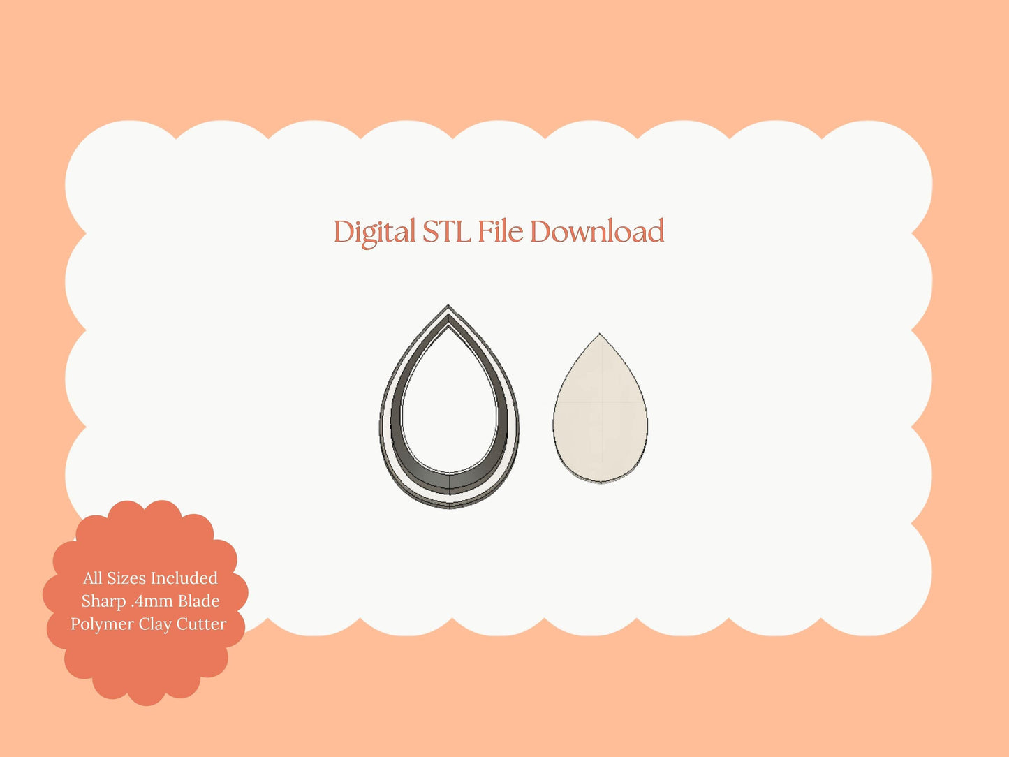 Tear Drop Shape Clay Cutter | STL File Download Tear Drop Polymer Clay Cutter for DIY Minimalist Earrings and Classic Accessories