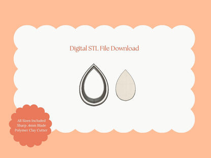Tear Drop Shape Clay Cutter | STL File Download Tear Drop Polymer Clay Cutter for DIY Minimalist Earrings and Classic Accessories