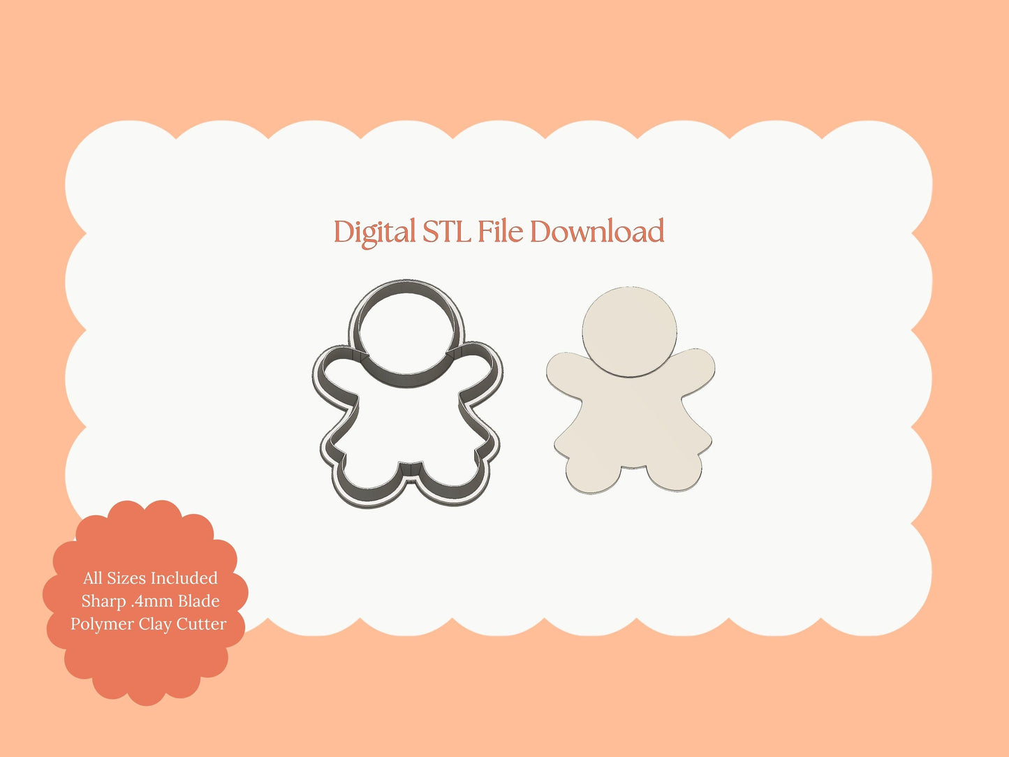 Gingerbread Woman Ornament Clay Cutter | Gingerbread Woman Digital STL File for Earrings, Baking Jewelry and Holiday Crafts