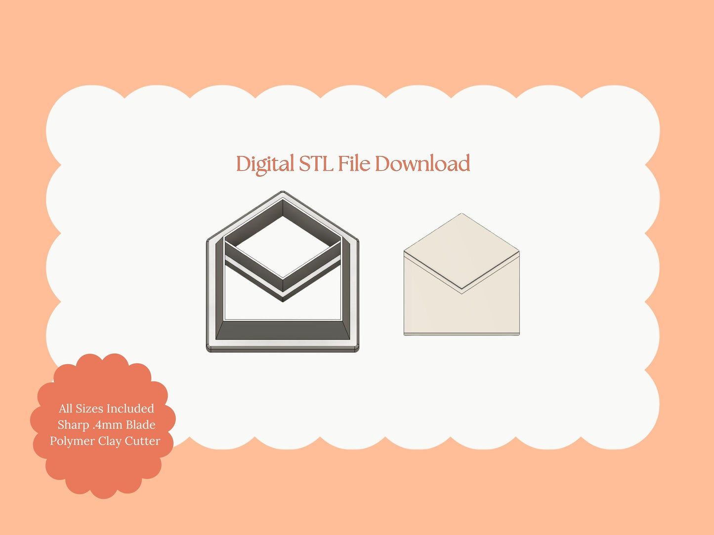 Open Letter Clay Cutter | Open Letter STL File for Valentine Earrings – Stationery Digital Clay Download