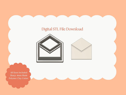 Open Letter Clay Cutter | Open Letter STL File for Valentine Earrings – Stationery Digital Clay Download