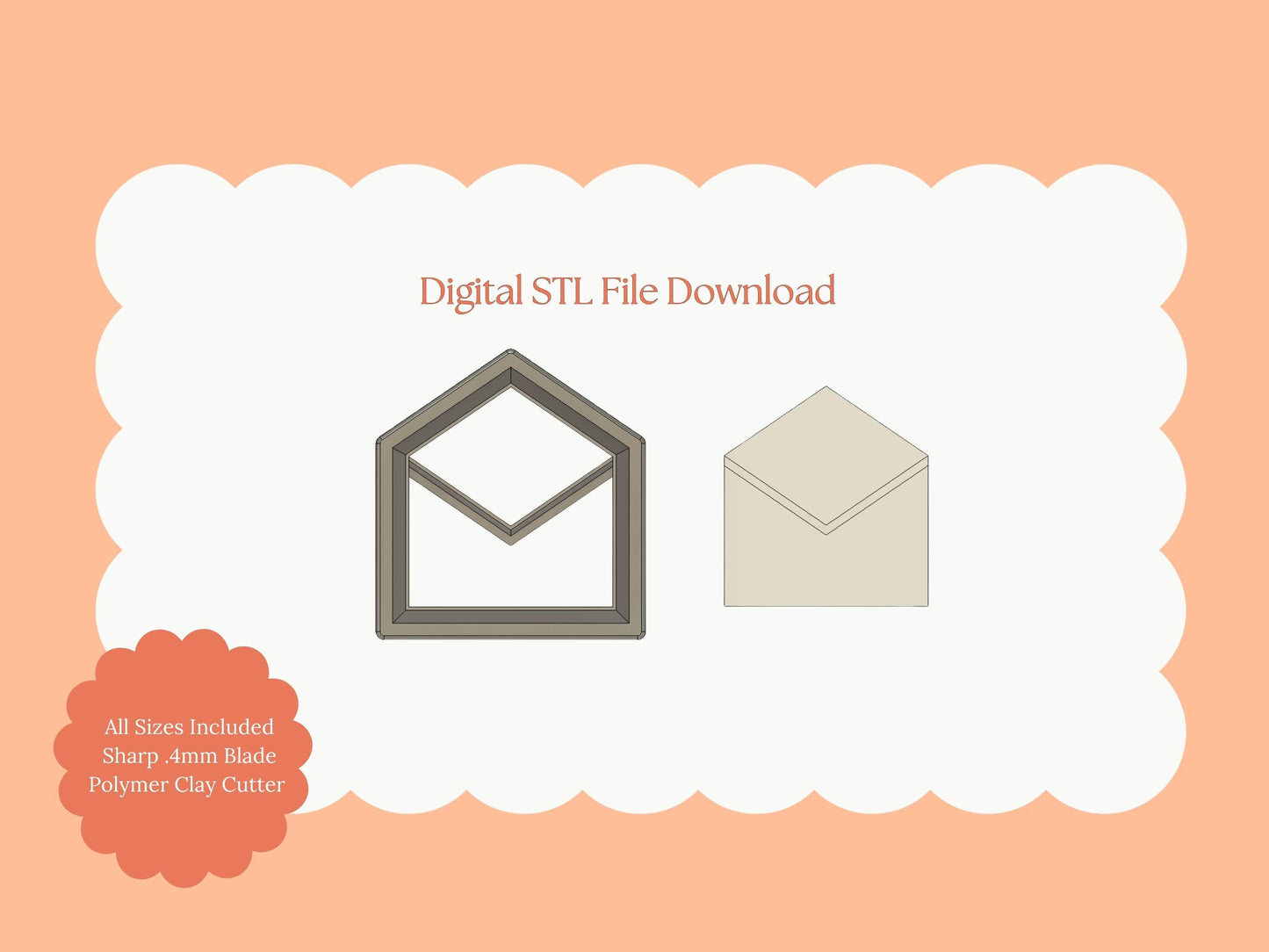Open Letter Clay Cutter | Open Letter STL File for Valentine Earrings – Stationery Digital Clay Download