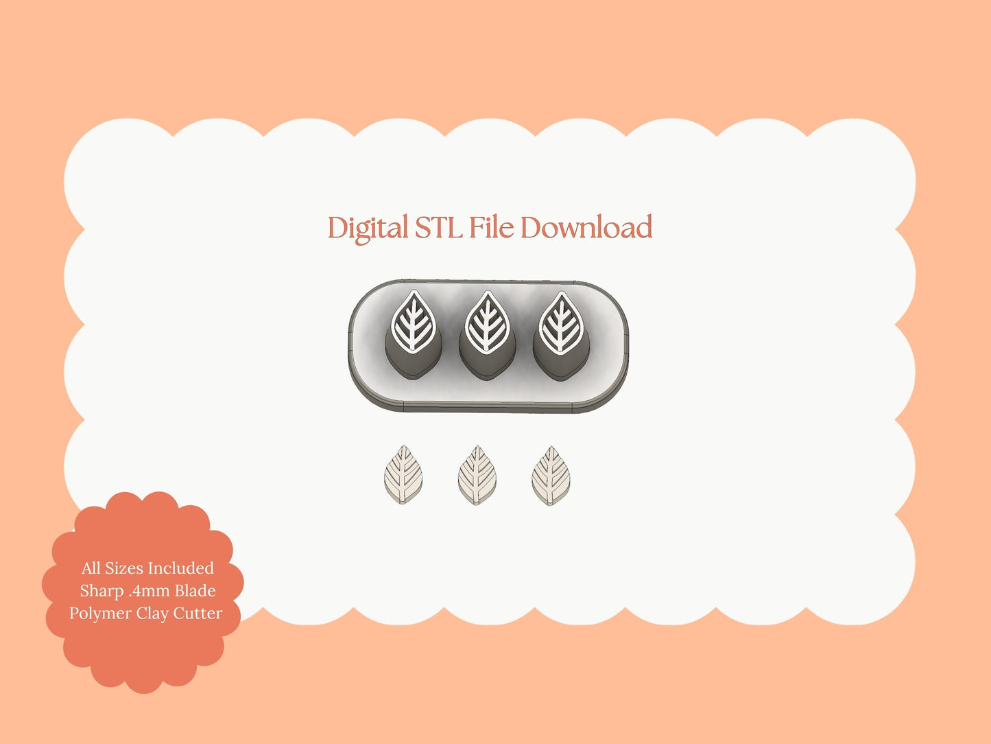Micro Poinsettia Leaf No. 3 Clay Cutter | Poinsettia Leaf STL File – Mini Floral Holiday Digital Download