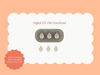 Micro Poinsettia Leaf No. 3 Clay Cutter | Poinsettia Leaf STL File – Mini Floral Holiday Digital Download