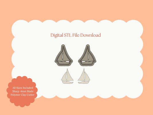 Sailboat Set Clay Cutter | Sailboat STL File – Digital Ocean Clay Cutter for Nautical Earrings and Coastal Crafts
