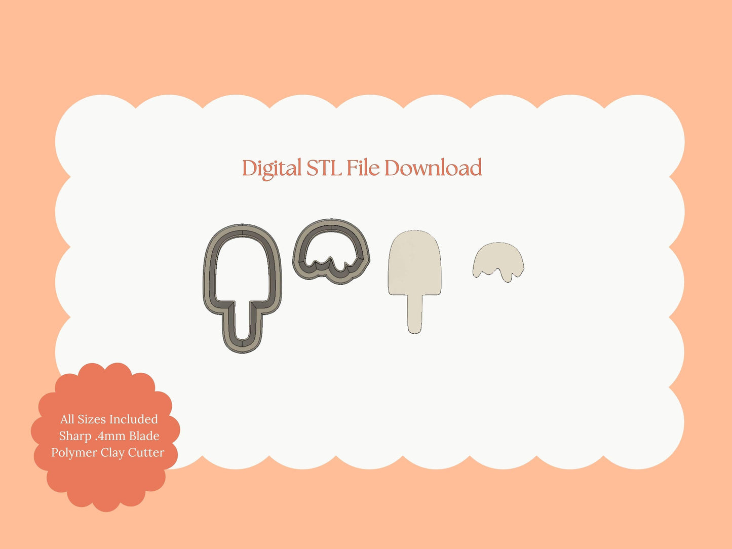 Popsicle No. 2 Clay Cutter | Frozen Treat STL File – Popsicle Digital Cutter for Summer Earrings and Beach Crafts