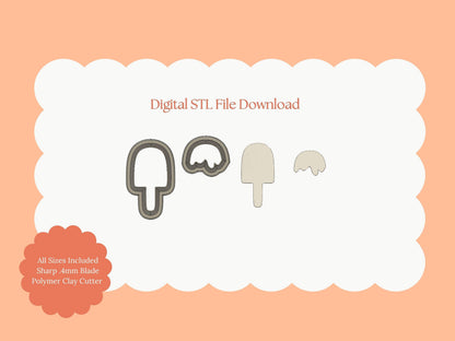 Popsicle No. 2 Clay Cutter | Frozen Treat STL File – Popsicle Digital Cutter for Summer Earrings and Beach Crafts