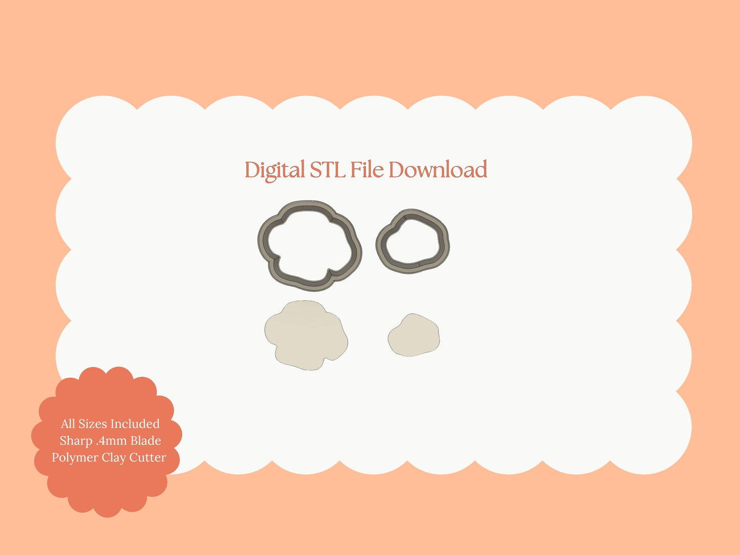 Two Part Poppy Flower Clay Cutter | Poppy Flower STL File – Floral Digital Cutter for DIY Botanical Earrings
