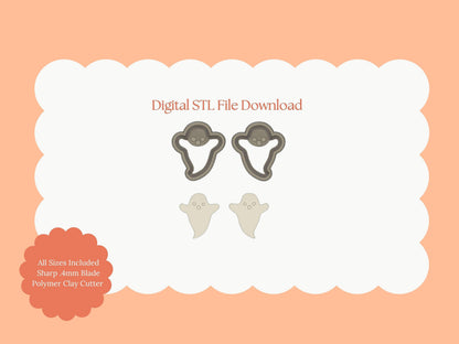 Ghost No. 2 Clay Cutter | Ghost STL File for Polymer Clay Halloween Earrings and Creepy Crafts