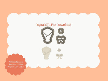 Rose Bouquet No. 1 Clay Cutter | Rose Bouquet STL File – Digital Floral Cutter for Wedding Earrings and Romantic Crafts