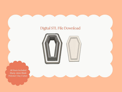 Coffin Clay Cutter | Coffin Shape STL File for Polymer Clay Halloween Earrings and Gothic Jewelry