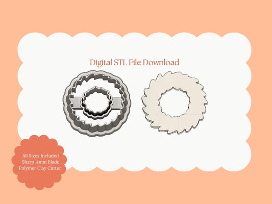 Christmas Wreath No. 1 Clay Cutter | Christmas Wreath STL File for Polymer Clay Earrings and Holiday Crafts