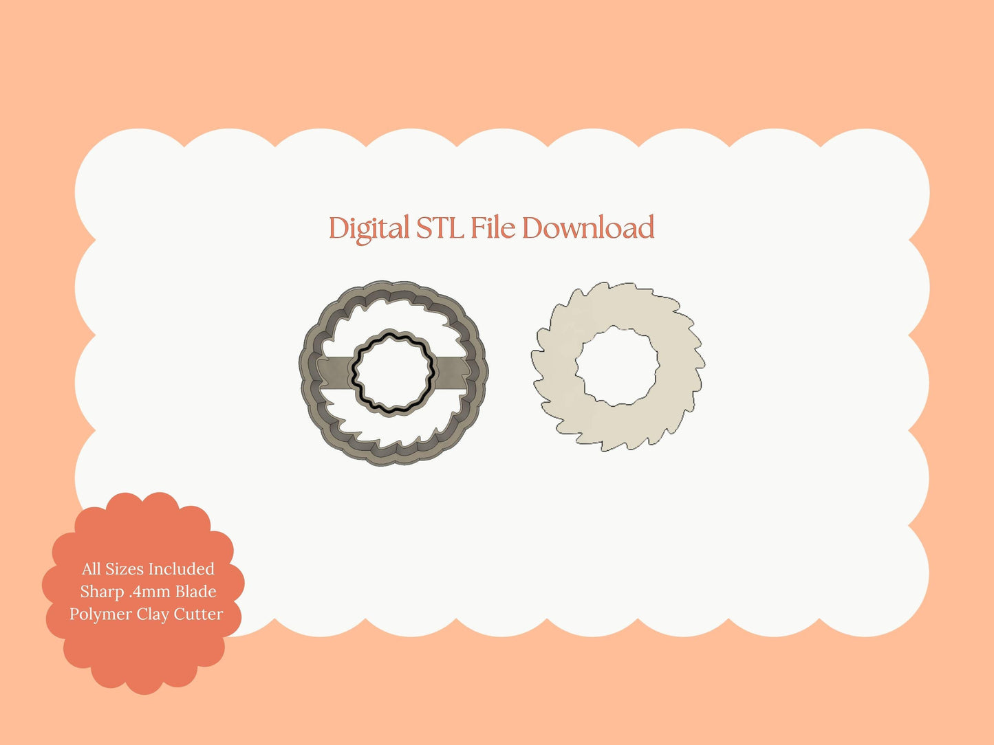 Christmas Wreath No. 1 Clay Cutter | Christmas Wreath STL File for Polymer Clay Earrings and Holiday Crafts