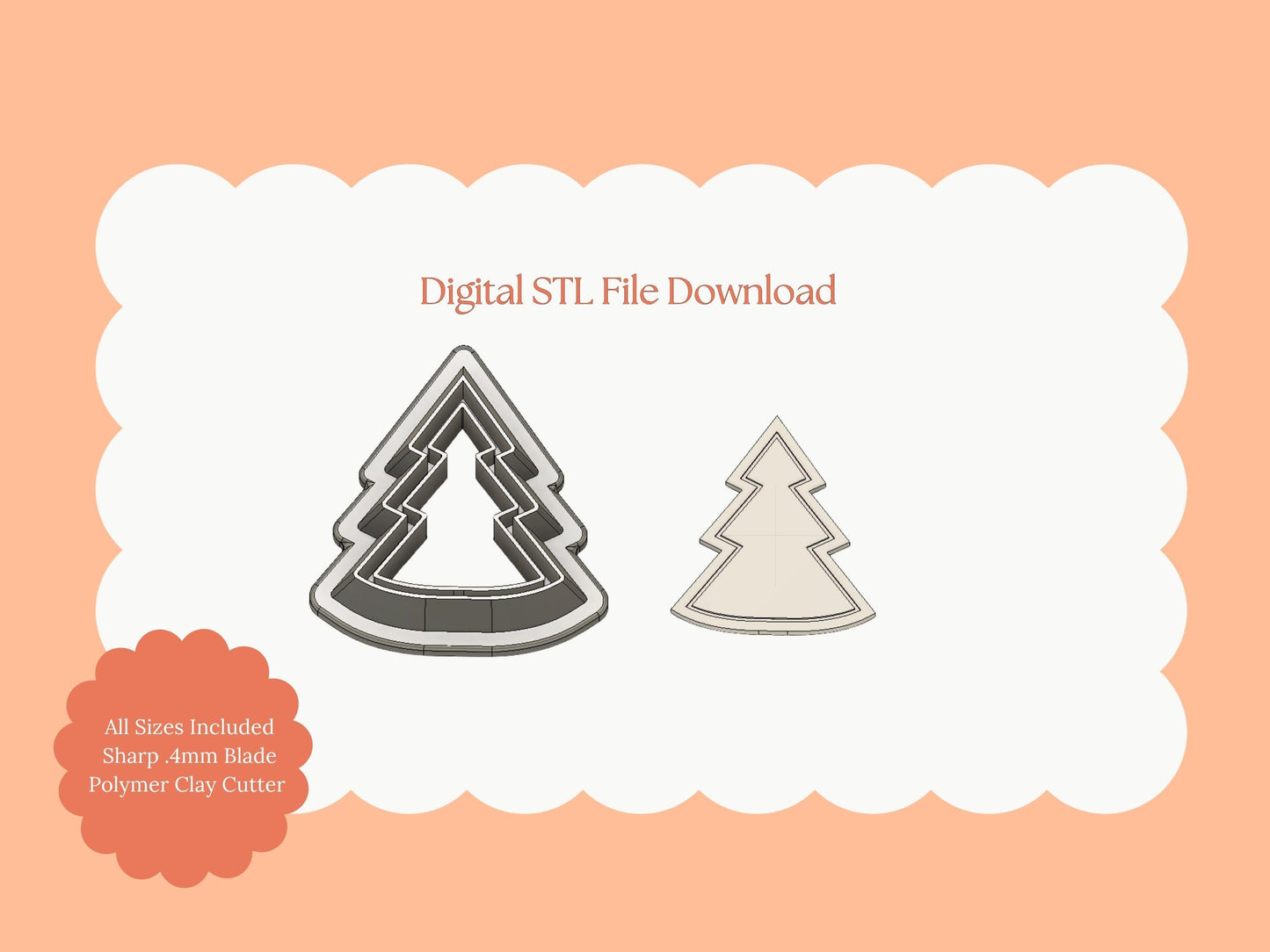 Border Tree Clay Cutter | Border Tree STL File for Polymer Clay Earrings and Christmas Jewelry
