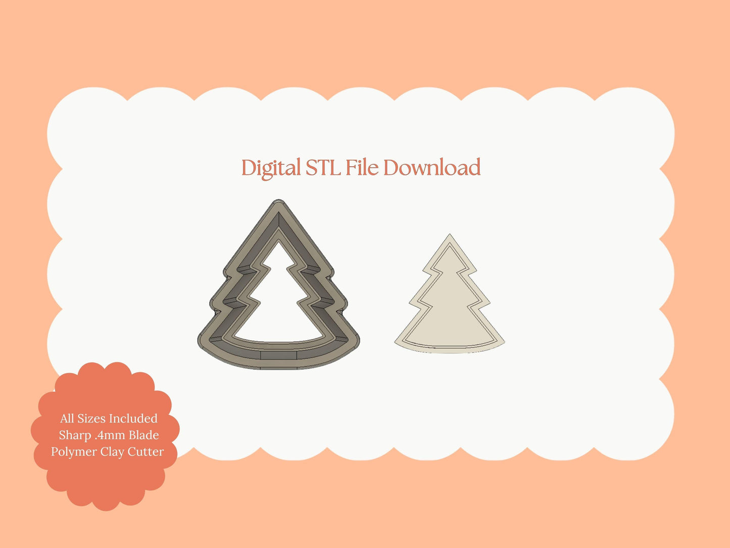Border Tree Clay Cutter | Border Tree STL File for Polymer Clay Earrings and Christmas Jewelry