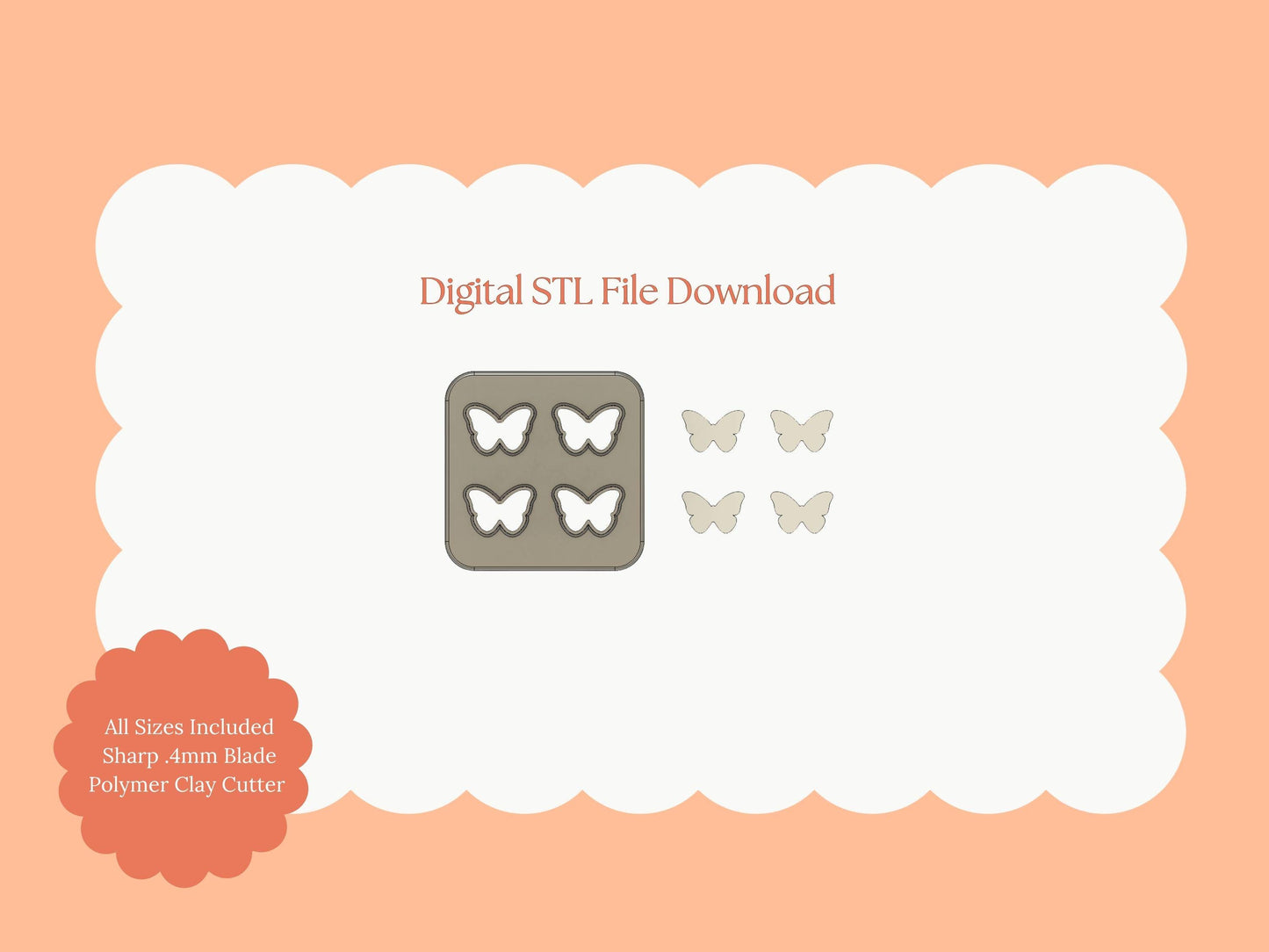 Butterfly Micro Cluster Clay Cutter | Butterfly Cluster STL File for Polymer Clay Earrings and Fairy Jewelry
